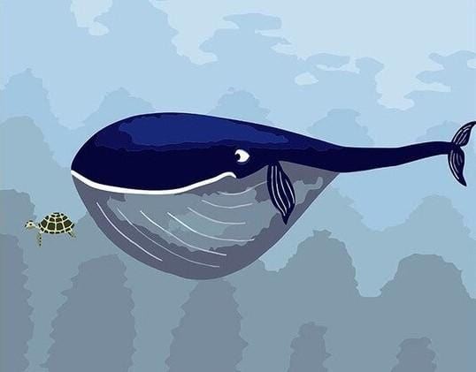 paintingnumberart 16"x20"/40x50cm / Without frame Paint By Numbers Kit – Blue Whale And Little Turtle