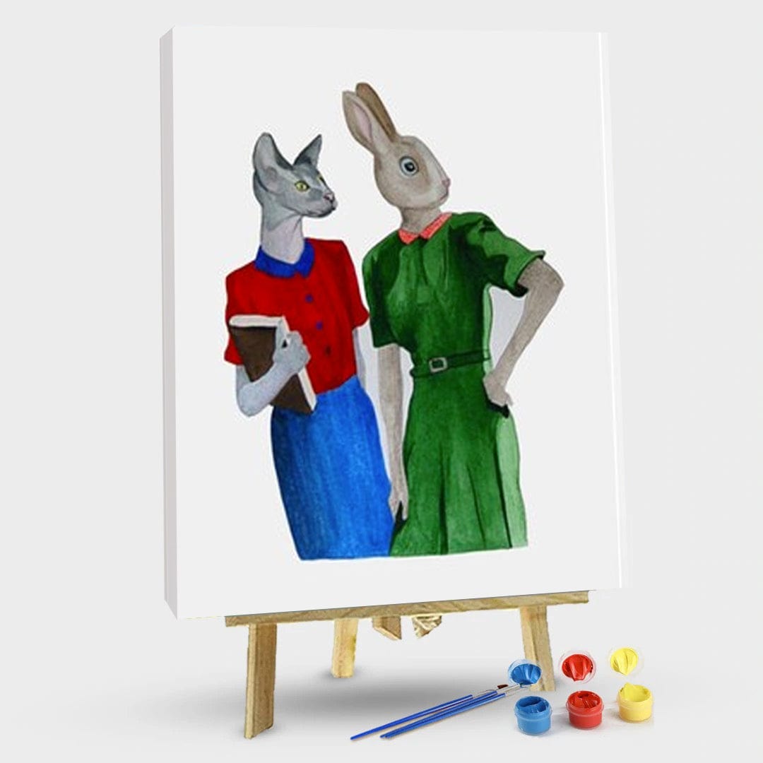 paintingnumberart 16"x20"/40x50cm / Without frame Paint By Numbers Kit-Bunny and her friend