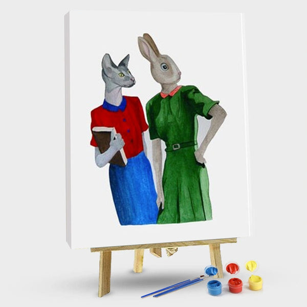 paintingnumberart 16"x20"/40x50cm / Without frame Paint By Numbers Kit-Bunny and her friend