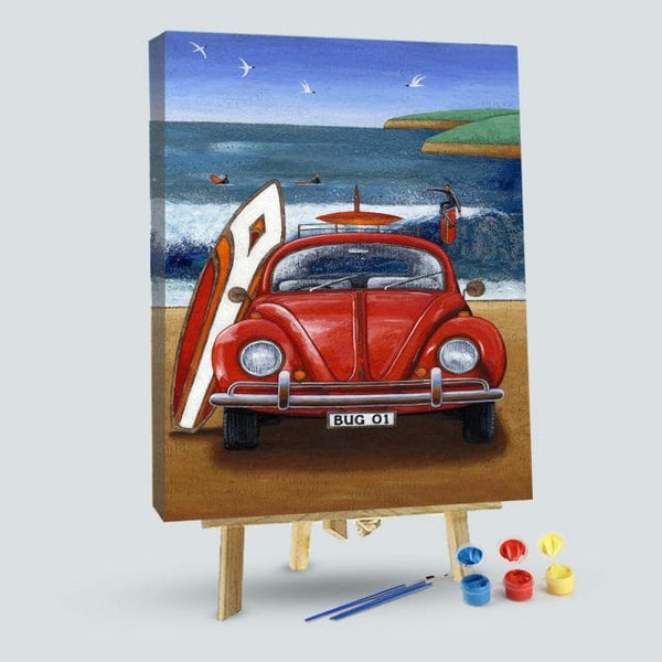 paintingnumberart 16"x20"/40x50cm / Without frame Paint By Numbers Kit – Car beach and surfboard