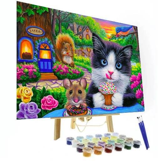 paintingnumberart 16"x20"/40x50cm / Without frame Paint By Numbers Kit – Cat and Mouse