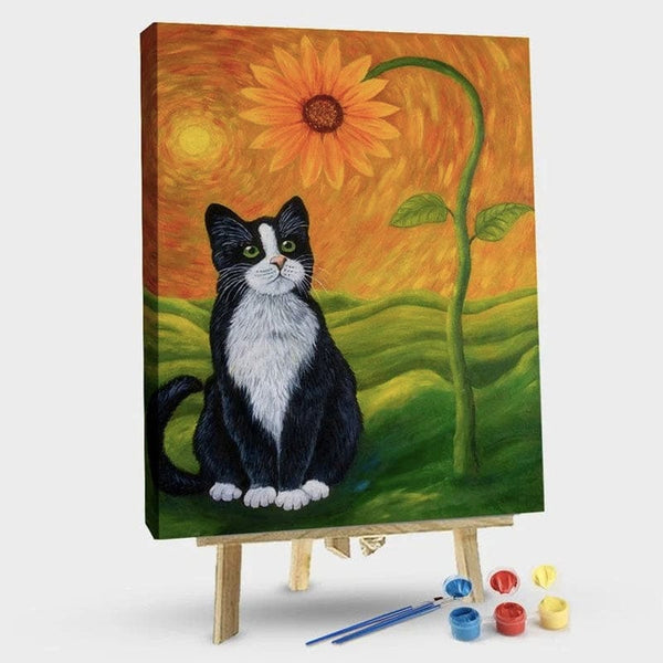 paintingnumberart 16"x20"/40x50cm / Without frame Paint By Numbers Kit – Cat and Sunflower
