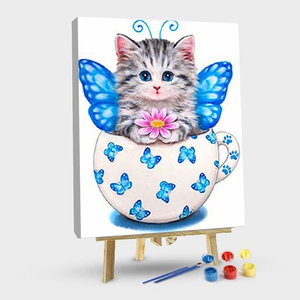paintingnumberart 16"x20"/40x50cm / Without frame Paint By Numbers Kit-Cat blue