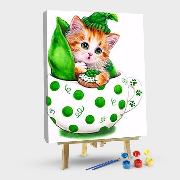paintingnumberart 16"x20"/40x50cm / Without frame Paint By Numbers Kit-Cat green