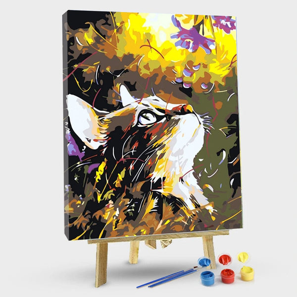 paintingnumberart 16"x20"/40x50cm / Without frame Paint By Numbers Kit – Cat looking up at the starry sky