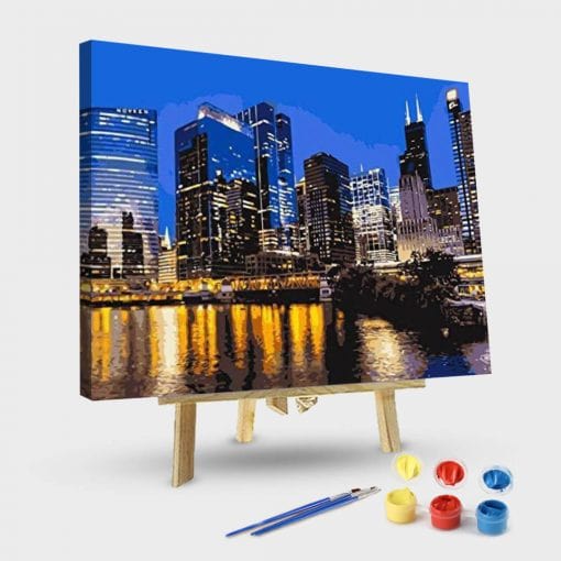 paintingnumberart 16"x20"/40x50cm / Without frame Paint By Numbers Kit – Chicago City View
