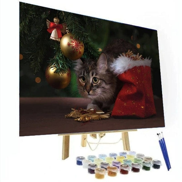 paintingnumberart 16"x20"/40x50cm / Without frame Paint By Numbers Kit – Christmas Cat2