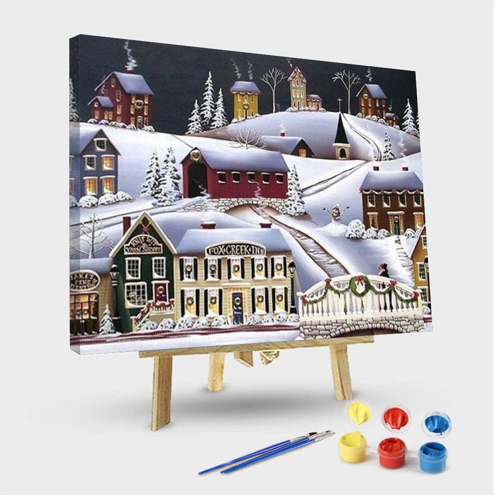 paintingnumberart 16"x20"/40x50cm / Without frame Paint By Numbers Kit – Christmas in Fox Creek Village