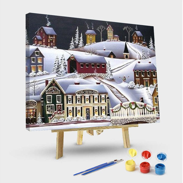 paintingnumberart 16"x20"/40x50cm / Without frame Paint By Numbers Kit – Christmas in Fox Creek Village