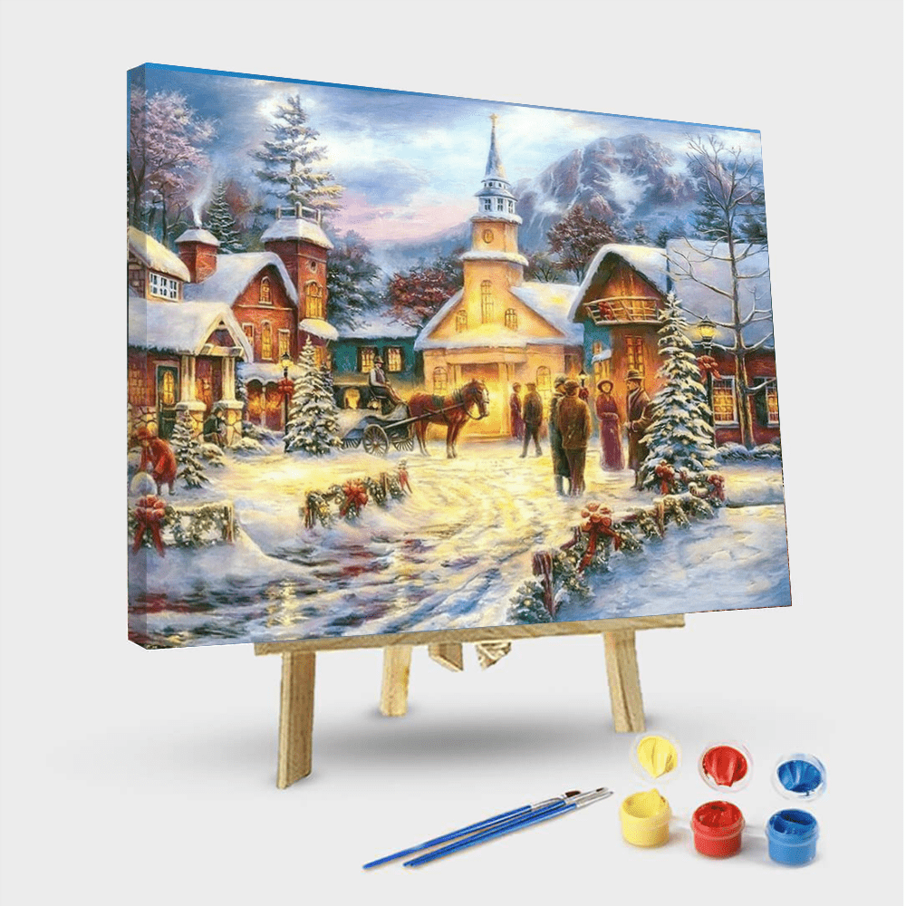paintingnumberart 16"x20"/40x50cm / Without frame Paint By Numbers Kit – Christmas Town