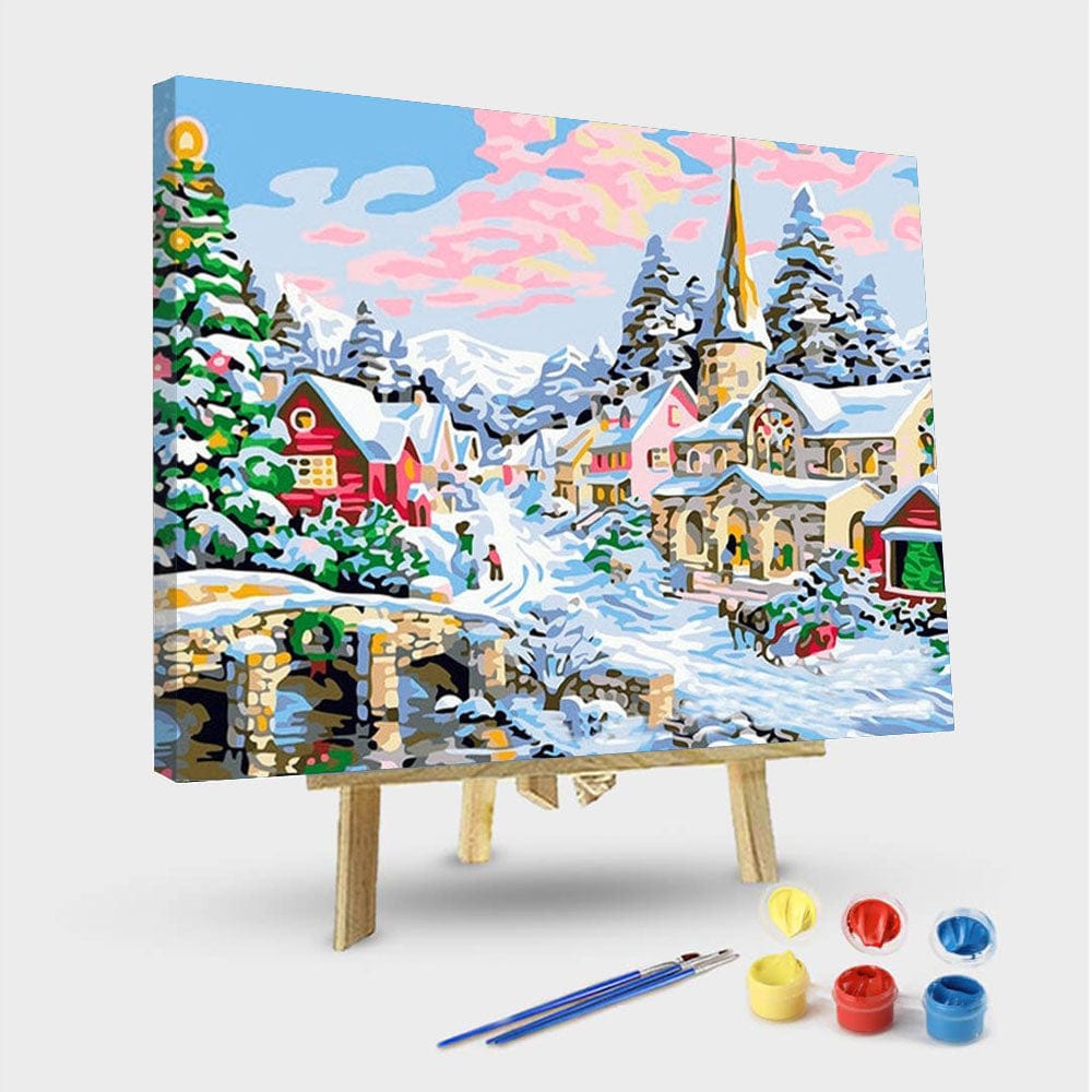 paintingnumberart 16"x20"/40x50cm / Without frame Paint By Numbers Kit – Christmas Town2