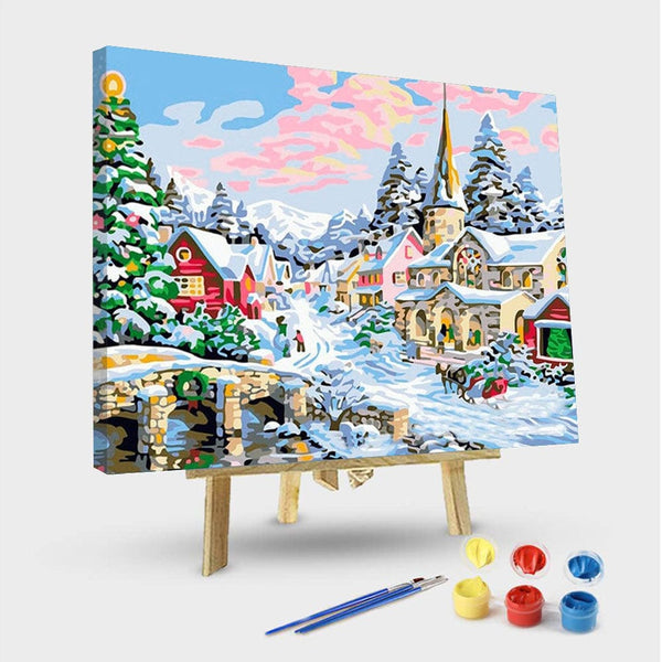 paintingnumberart 16"x20"/40x50cm / Without frame Paint By Numbers Kit – Christmas Town2