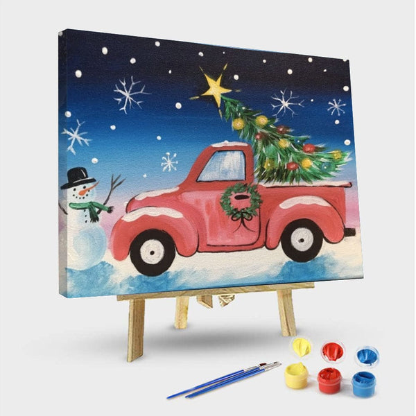 paintingnumberart 16"x20"/40x50cm / Without frame Paint By Numbers Kit – Christmas Tree Truck