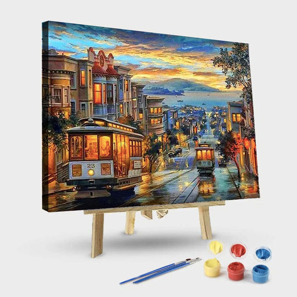 paintingnumberart 16"x20"/40x50cm / Without frame Paint By Numbers Kit – City Sunset Night Landscape