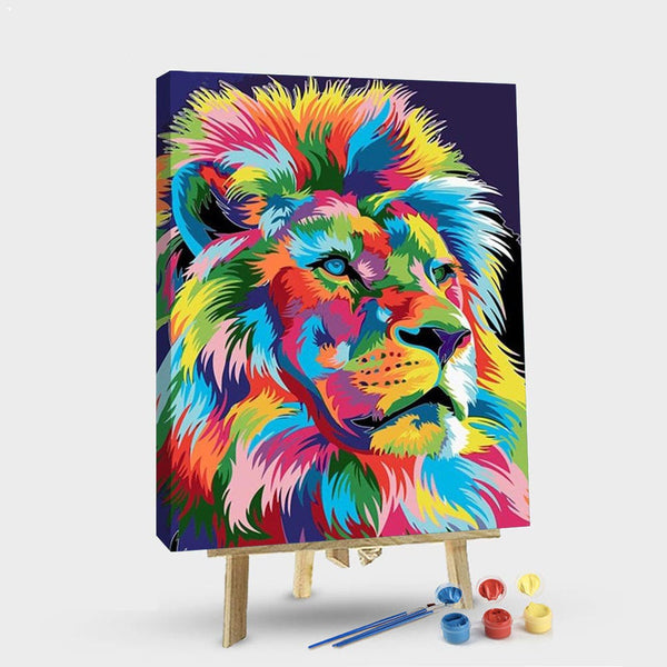 paintingnumberart 16"x20"/40x50cm / Without frame Paint By Numbers Kit – Colorful Abstract Lion
