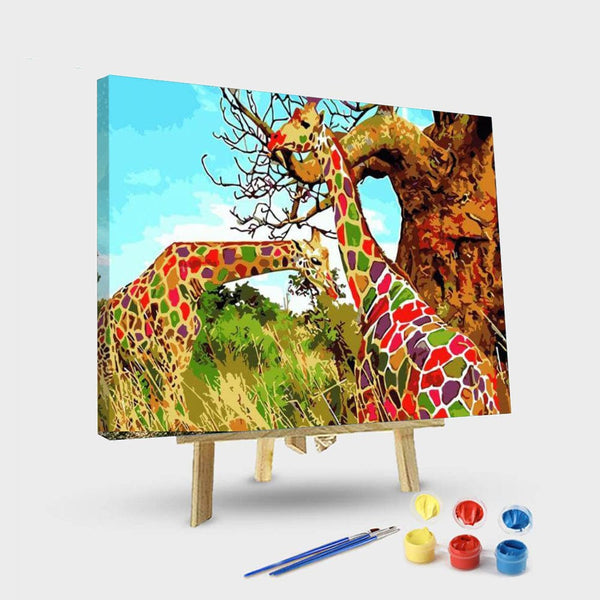 paintingnumberart 16"x20"/40x50cm / Without frame Paint By Numbers Kit – Colorful Giraffe