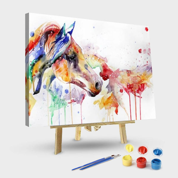 paintingnumberart 16"x20"/40x50cm / Without frame Paint By Numbers Kit-Colorful Horse Abstract Painting