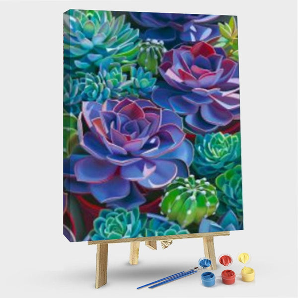 paintingnumberart 16"x20"/40x50cm / Without frame Paint By Numbers Kit – Colorful Succulent Plant