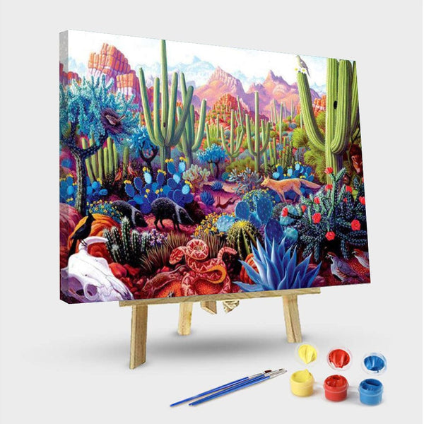 paintingnumberart 16"x20"/40x50cm / Without frame Paint By Numbers Kit -Colorful Succulents Desert