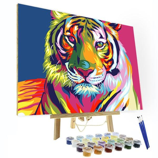 paintingnumberart 16"x20"/40x50cm / Without frame Paint by Numbers Kit – Colorful Tiger
