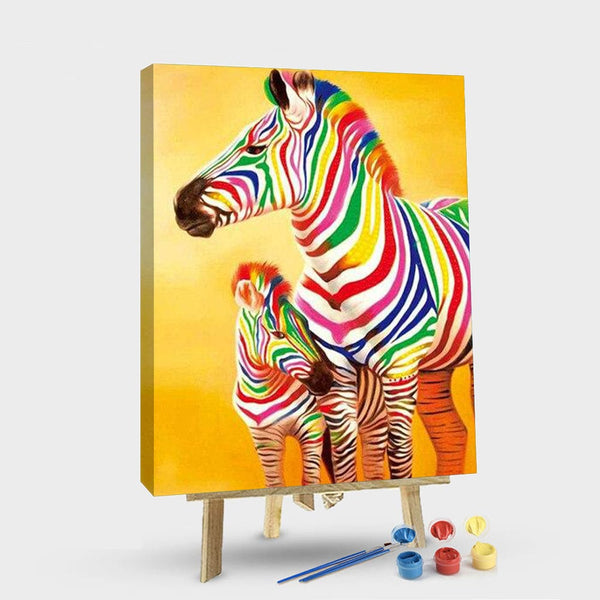 paintingnumberart 16"x20"/40x50cm / Without frame Paint By Numbers Kit – Colorful Zebra