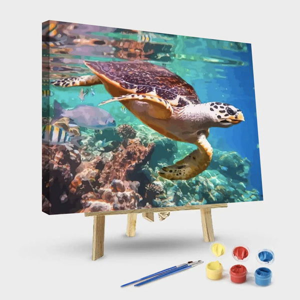 paintingnumberart 16"x20"/40x50cm / Without frame Paint By Numbers Kit – Coral and Sea Turtle kit