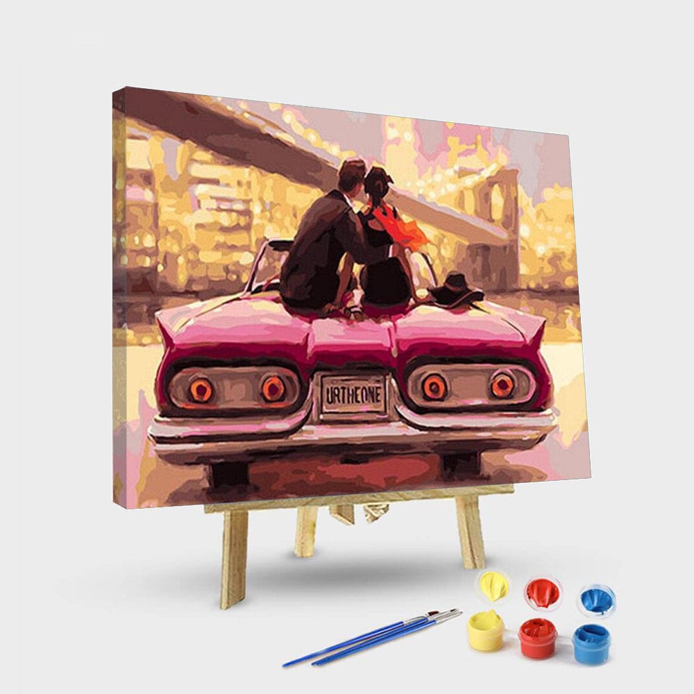 paintingnumberart 16"x20"/40x50cm / Without frame Paint By Numbers Kit – Couple Set On Car in Sunset