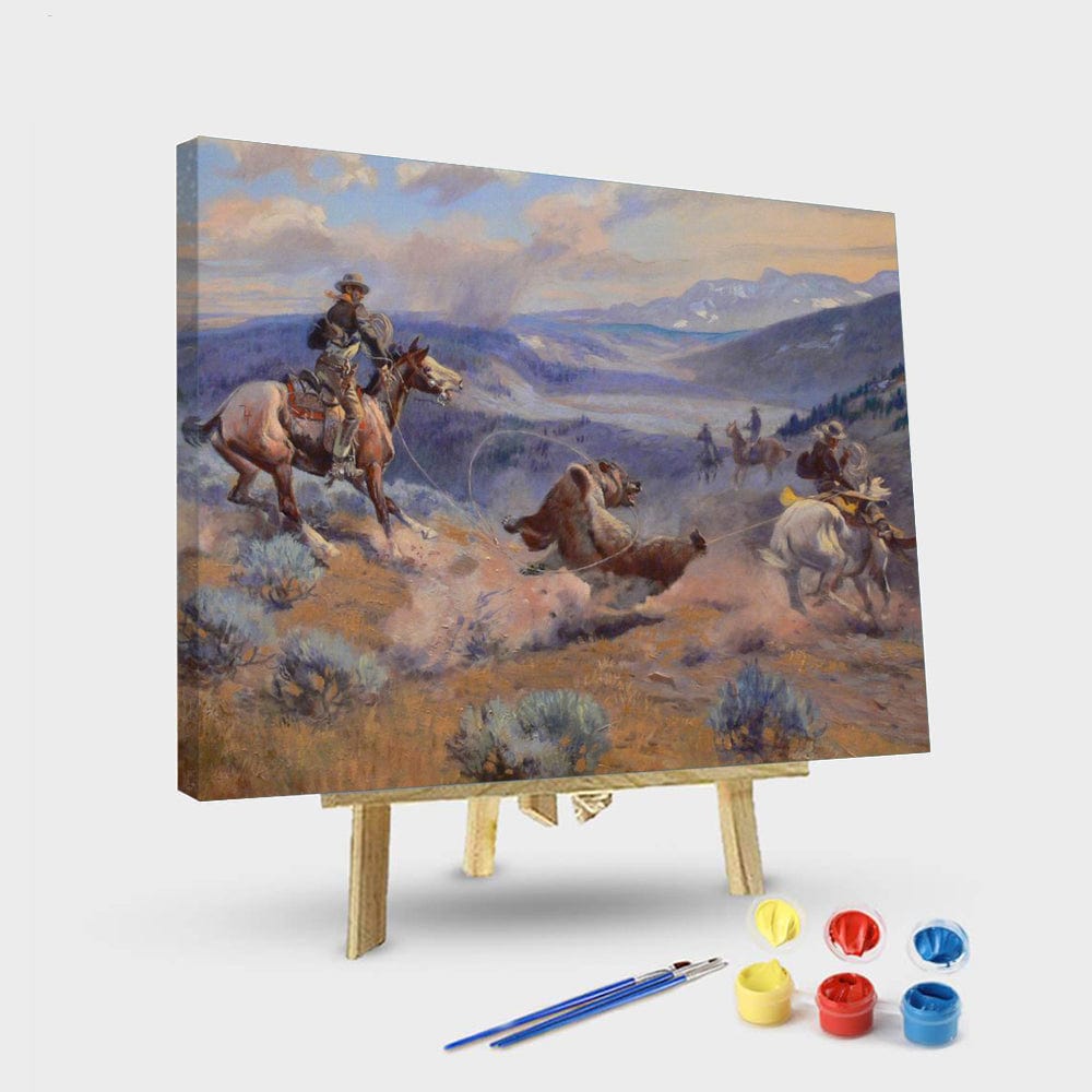 paintingnumberart 16"x20"/40x50cm / Without frame Paint By Numbers Kit – Cowboys Catching Bears