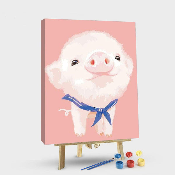 paintingnumberart 16"x20"/40x50cm / Without frame Paint By Numbers Kit – Cut Pink Pig