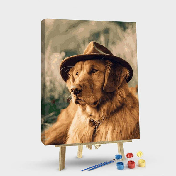 paintingnumberart 16"x20"/40x50cm / Without frame Paint By Numbers Kit – Dog in hat