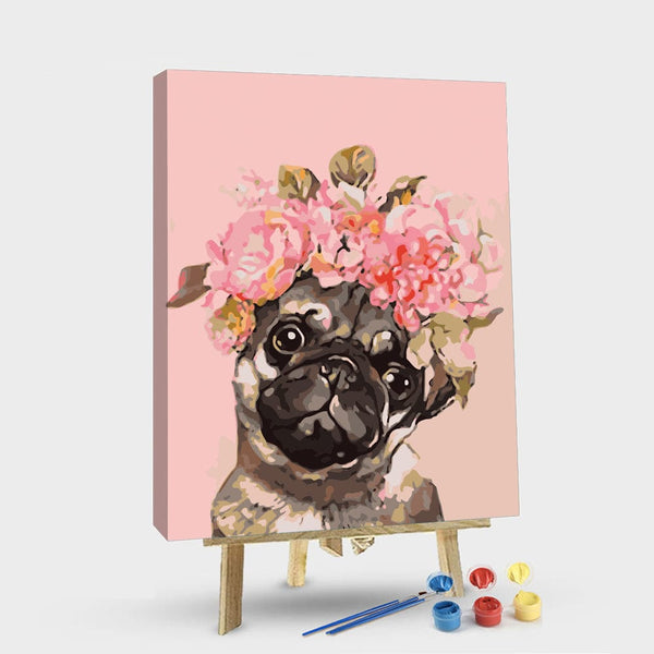 paintingnumberart 16"x20"/40x50cm / Without frame Paint By Numbers Kit – Dog With Flower Crown