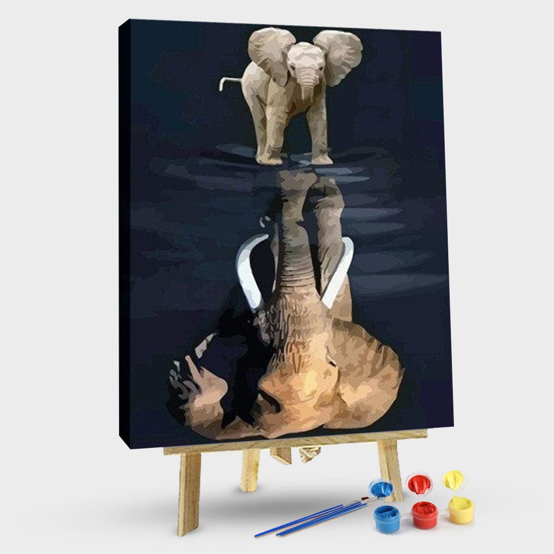 paintingnumberart 16"x20"/40x50cm / Without frame Paint By Numbers Kit -Elephant Reflection