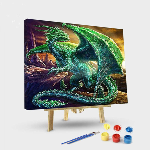 paintingnumberart 16"x20"/40x50cm / Without frame Paint By Numbers Kit – Emerald Dragon Fantasy