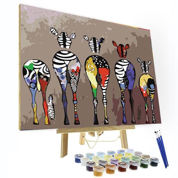 paintingnumberart 16"x20"/40x50cm / Without frame Paint by Numbers Kit – Five Zebras