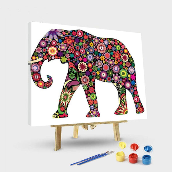 paintingnumberart 16"x20"/40x50cm / Without frame Paint By Numbers Kit – Floral Elephant