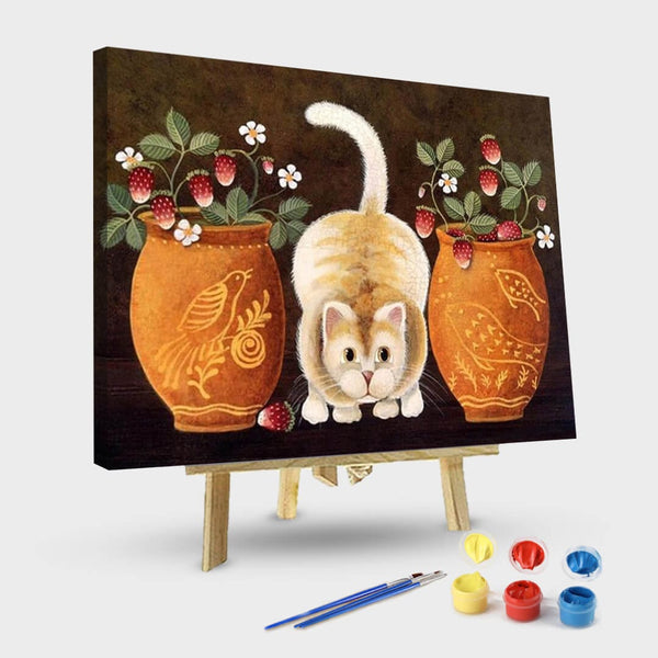 paintingnumberart 16"x20"/40x50cm / Without frame Paint By Numbers Kit-Flower Pots & Cat