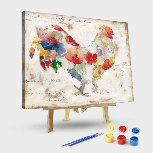 paintingnumberart 16"x20"/40x50cm / Without frame Paint By Numbers Kit-Flowered Rooster