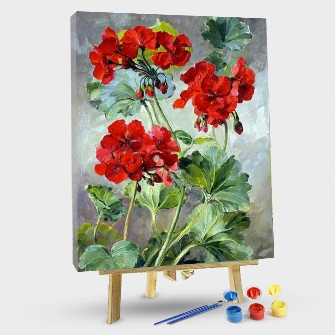 paintingnumberart 16"x20"/40x50cm / Without frame Paint by Numbers Kit –  flowers, Red Flower Plant