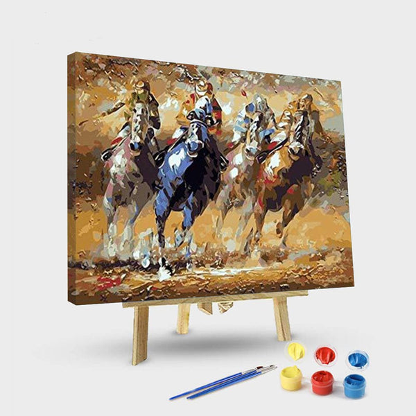 paintingnumberart 16"x20"/40x50cm / Without frame Paint By Numbers Kit – Four Horses