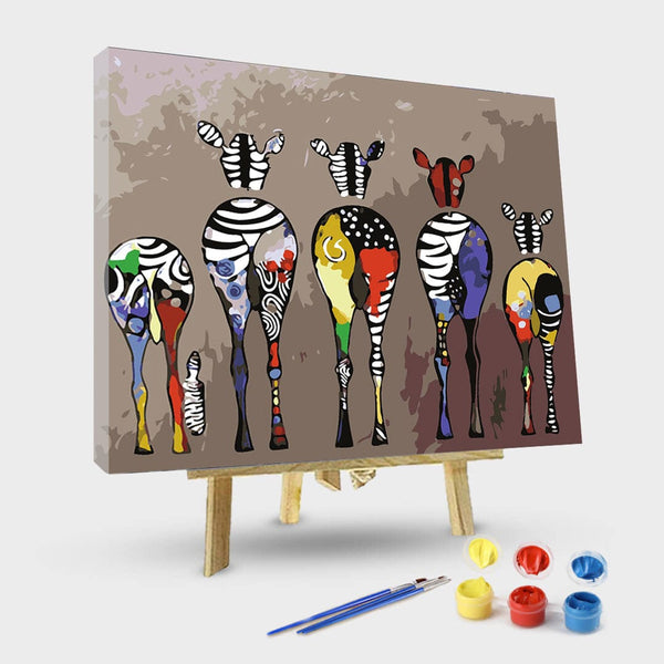 paintingnumberart 16"x20"/40x50cm / Without frame Paint By Numbers Kit – Four zebras