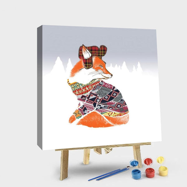 paintingnumberart 16"x20"/40x50cm / Without frame Paint By Numbers Kit – Fox In Winter Clothes