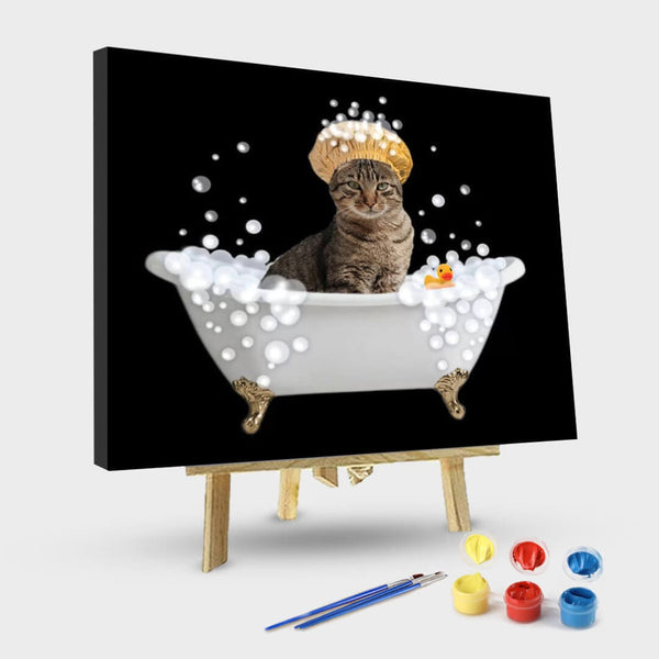 paintingnumberart 16"x20"/40x50cm / Without frame Paint By Numbers Kit-Fun Kitty Bath