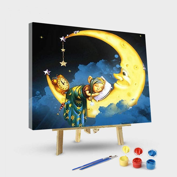 paintingnumberart 16"x20"/40x50cm / Without frame Paint By Numbers Kit – girl on the moon