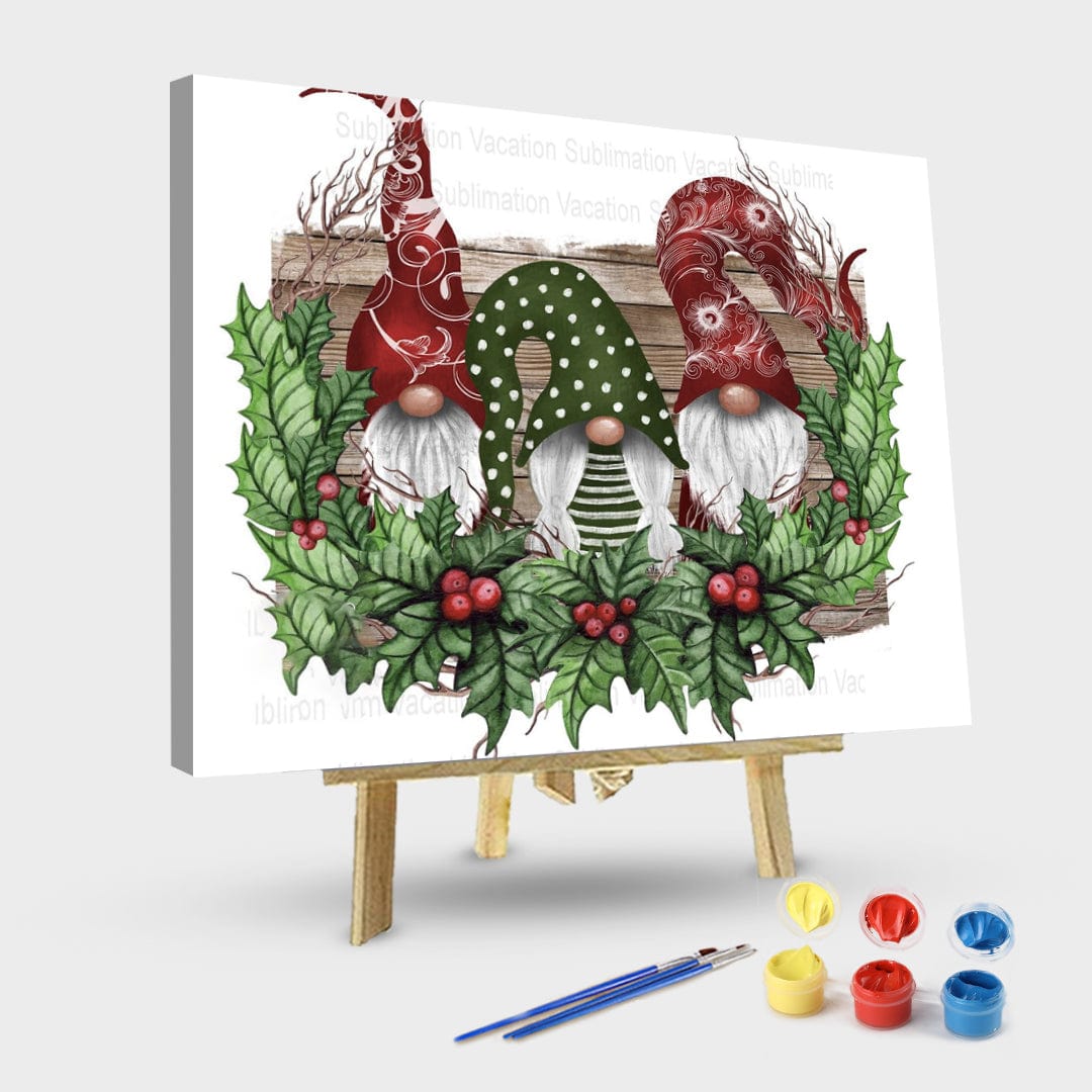 paintingnumberart 16"x20"/40x50cm / Without frame Paint By Numbers Kit-Gnomesin Holly Wreath