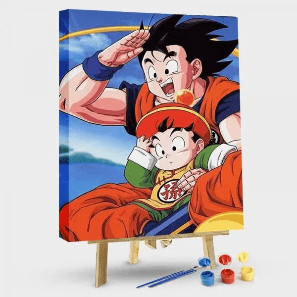 paintingnumberart 16"x20"/40x50cm / Without frame Paint by Numbers Kit-Goku and Gohan