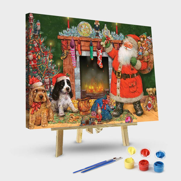paintingnumberart 16"x20"/40x50cm / Without frame Paint By Numbers Kit-Good Dogs For Santa