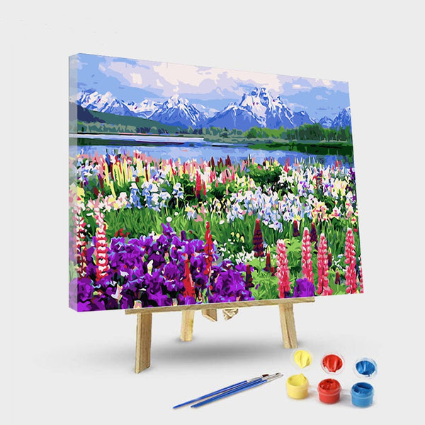 paintingnumberart 16"x20"/40x50cm / Without frame Paint by Numbers Kit- Green water and green mountains