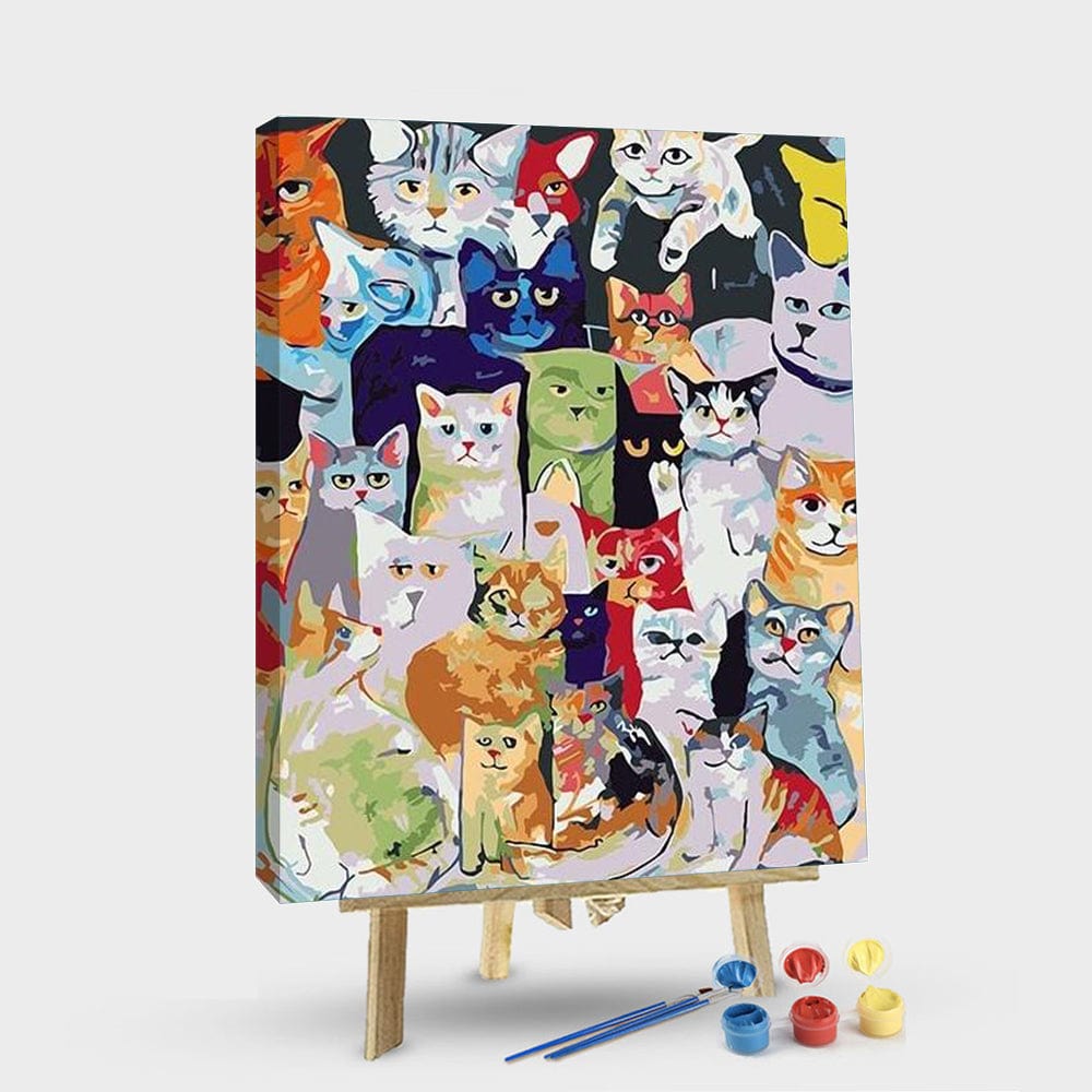 paintingnumberart 16"x20"/40x50cm / Without frame Paint By Numbers Kit – Group of Cats