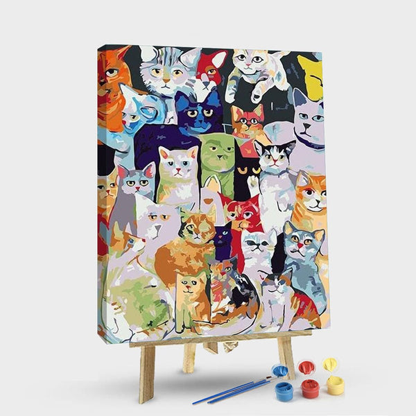 paintingnumberart 16"x20"/40x50cm / Without frame Paint By Numbers Kit – Group of Cats