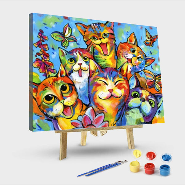 paintingnumberart 16"x20"/40x50cm / Without frame Paint By Numbers Kit-Group of Funny Cats